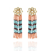 Aamna Kundan Peach Tassel Earrings - ThePashm